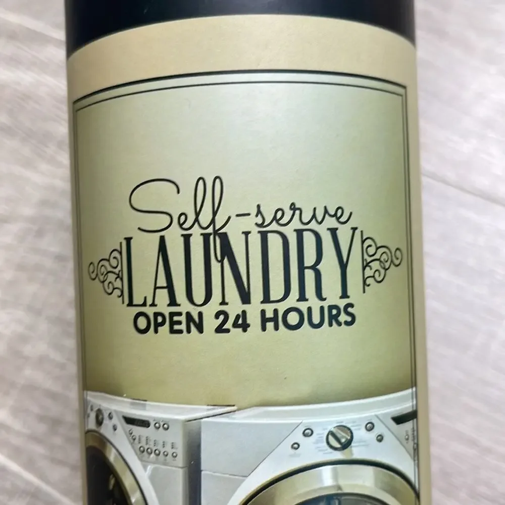 URBAN HOUSE DESIGN “Self Serve Laundry Open 24 Hours” Vinyl Wall Art Decal